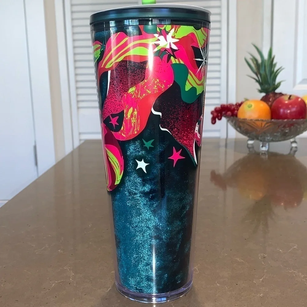 Starbucks 2023 Christmas Holiday Tumbler Ornaments with Bow Straw Topper 24 oz